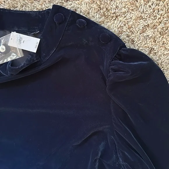 GAP - Elegant Navy Velvet Mock Neck Dress - Picture 5 of 5